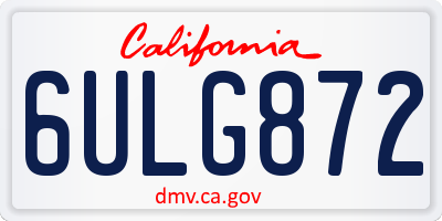 CA license plate 6ULG872