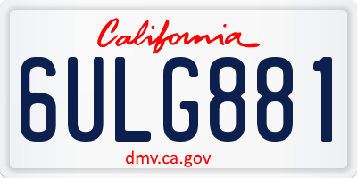CA license plate 6ULG881