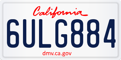 CA license plate 6ULG884