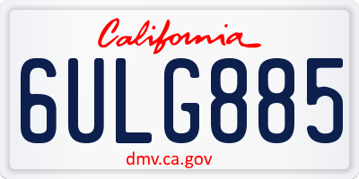CA license plate 6ULG885