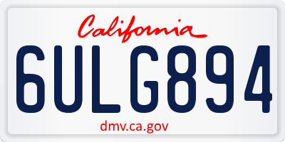 CA license plate 6ULG894