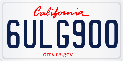 CA license plate 6ULG900