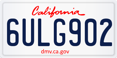 CA license plate 6ULG902