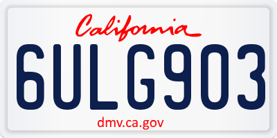 CA license plate 6ULG903