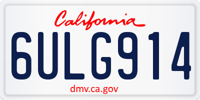 CA license plate 6ULG914
