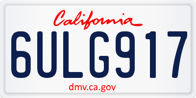 CA license plate 6ULG917