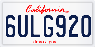 CA license plate 6ULG920
