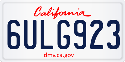 CA license plate 6ULG923