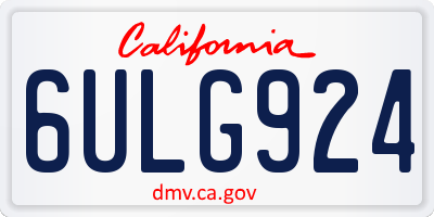 CA license plate 6ULG924