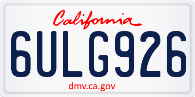 CA license plate 6ULG926