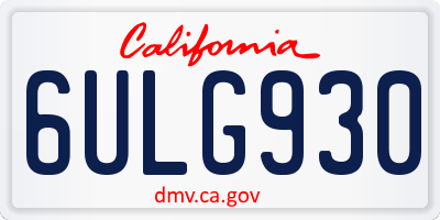 CA license plate 6ULG930