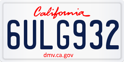 CA license plate 6ULG932