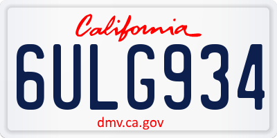 CA license plate 6ULG934