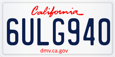 CA license plate 6ULG940