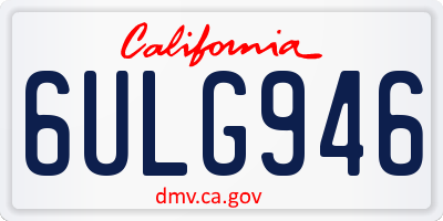 CA license plate 6ULG946