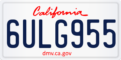 CA license plate 6ULG955