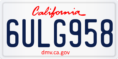 CA license plate 6ULG958