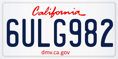 CA license plate 6ULG982