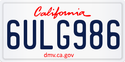 CA license plate 6ULG986