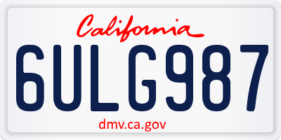 CA license plate 6ULG987