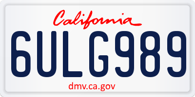 CA license plate 6ULG989