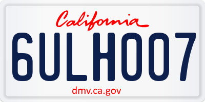 CA license plate 6ULH007
