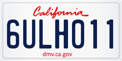 CA license plate 6ULH011