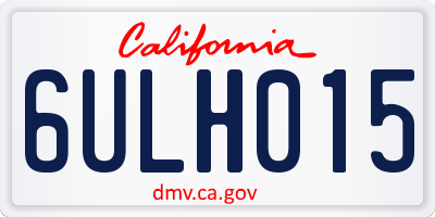 CA license plate 6ULH015