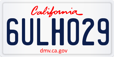 CA license plate 6ULH029