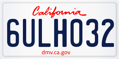 CA license plate 6ULH032