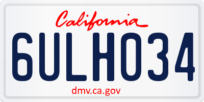 CA license plate 6ULH034