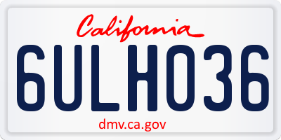CA license plate 6ULH036