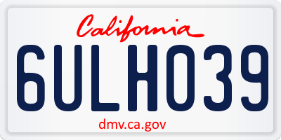 CA license plate 6ULH039