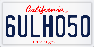 CA license plate 6ULH050