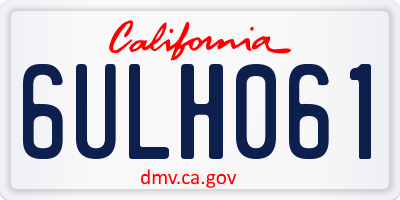 CA license plate 6ULH061