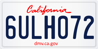 CA license plate 6ULH072