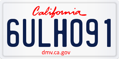 CA license plate 6ULH091