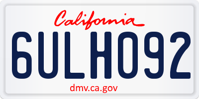 CA license plate 6ULH092