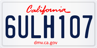 CA license plate 6ULH107