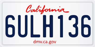 CA license plate 6ULH136