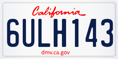 CA license plate 6ULH143