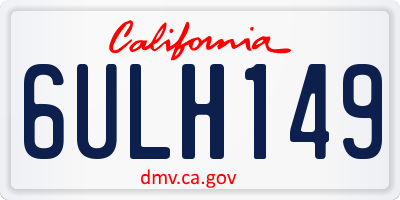 CA license plate 6ULH149