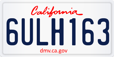CA license plate 6ULH163
