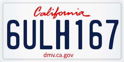 CA license plate 6ULH167