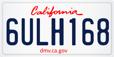 CA license plate 6ULH168