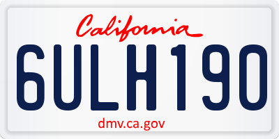 CA license plate 6ULH190
