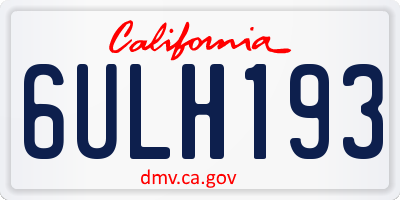 CA license plate 6ULH193