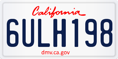 CA license plate 6ULH198