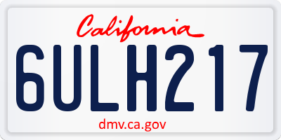 CA license plate 6ULH217