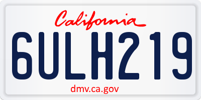 CA license plate 6ULH219